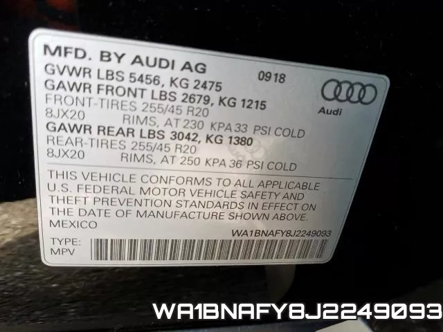 WA1BNAFY8J2249093 фото 2