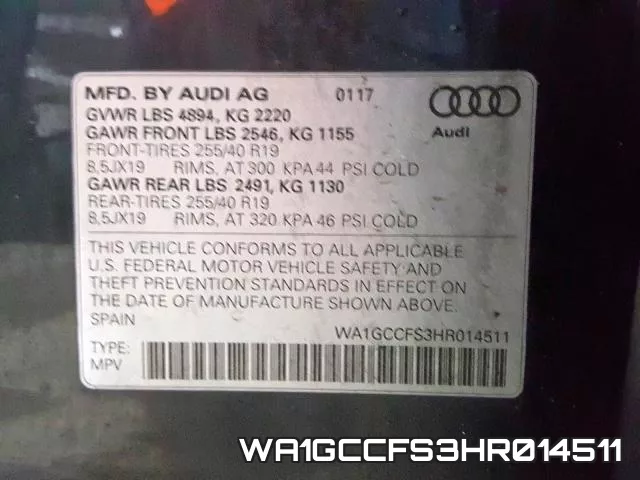 WA1GCCFS3HR014511 фото 2