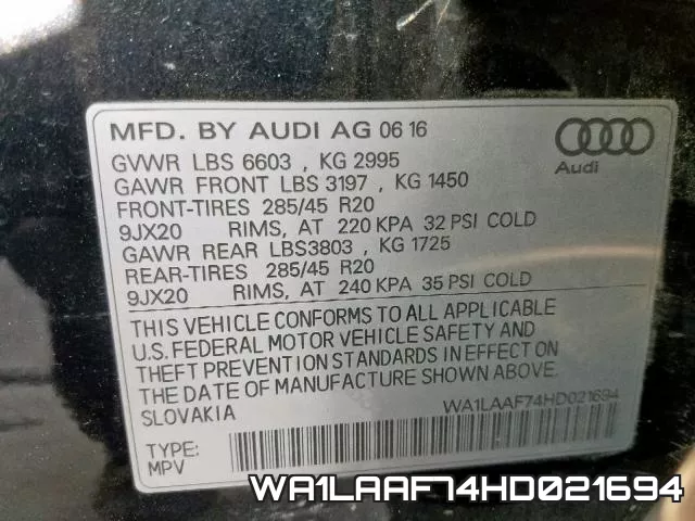 WA1LAAF74HD021694 фото 2