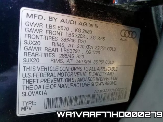 WA1VAAF77HD000279 фото 2