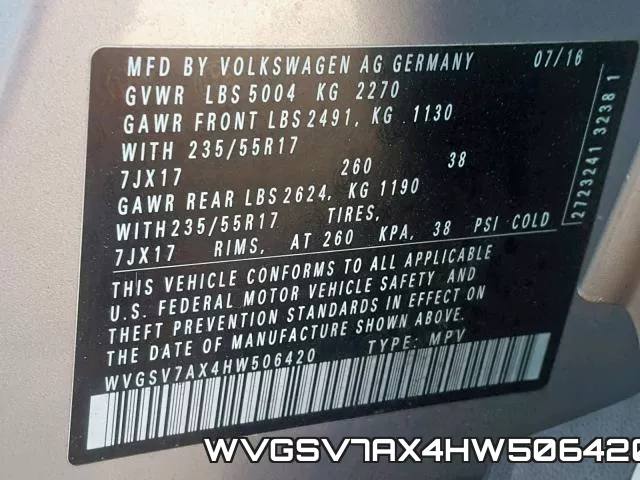 WVGSV7AX4HW506420 фото 2