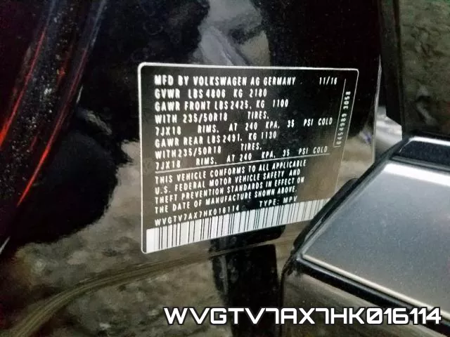 WVGTV7AX7HK016114 фото 2
