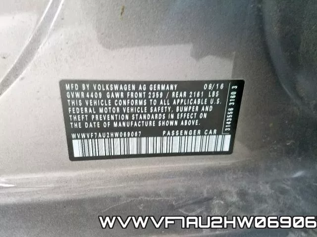 WVWVF7AU2HW069067 фото 2