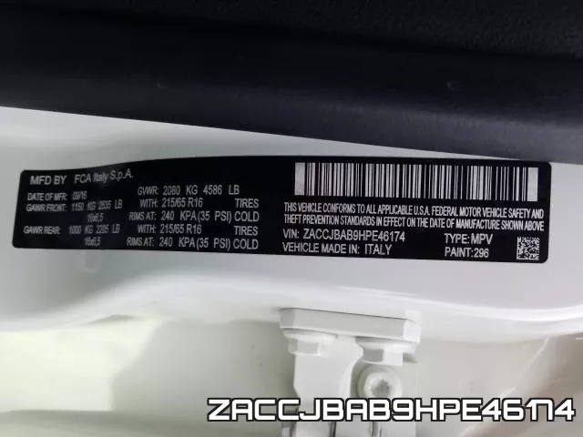 ZACCJBAB9HPE46174 фото 2