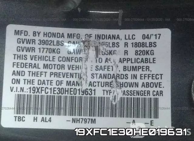 19XFC1E30HE019631 фото 10