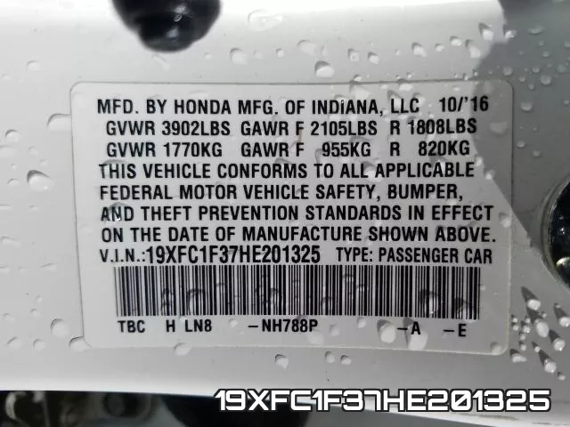19XFC1F37HE201325 фото 2