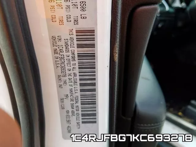 1C4RJFBG7KC693278 фото 2