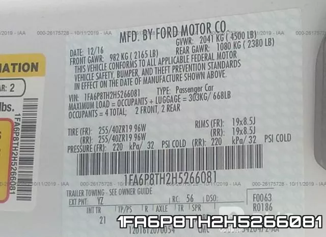 1FA6P8TH2H5266081 фото 10