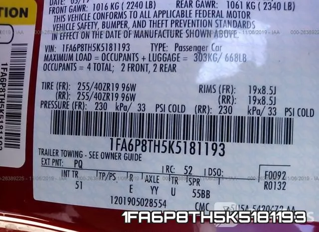 1FA6P8TH5K5181193 фото 10