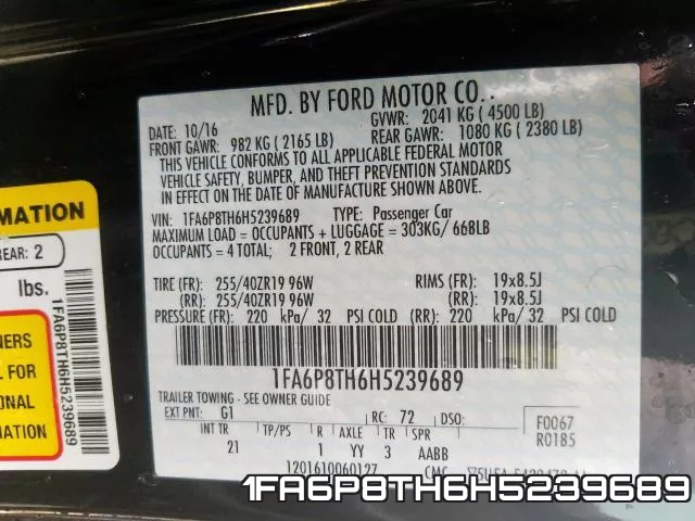 1FA6P8TH6H5239689 фото 2