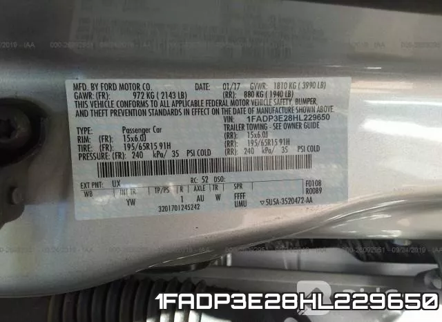 1FADP3E28HL229650 фото 10