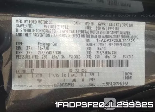 1FADP3F20JL299325 фото 10