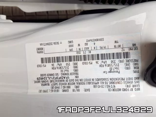 1FADP3F21JL324829 фото 2