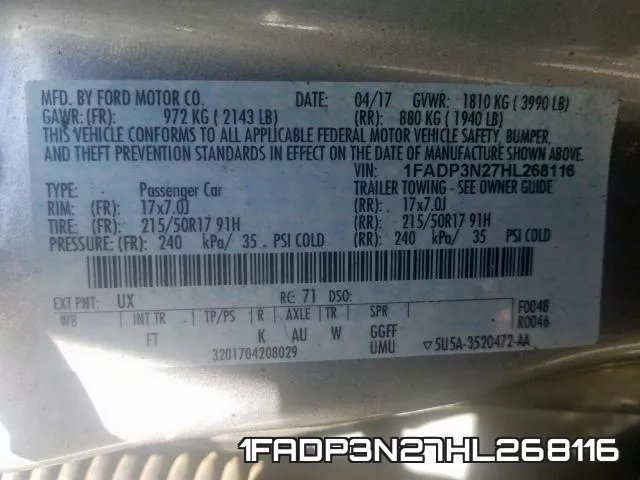 1FADP3N27HL268116 фото 2
