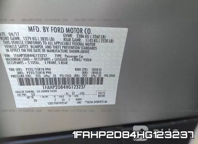1FAHP2D84HG123237 фото 10