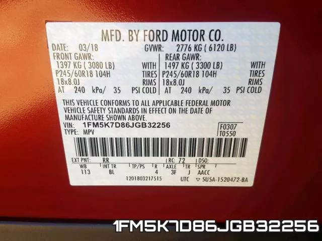 1FM5K7D86JGB32256 фото 2