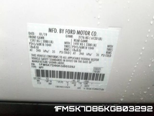 1FM5K7D86KGB03292 фото 2