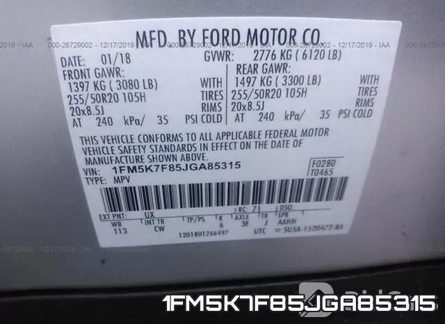 1FM5K7F85JGA85315 фото 10