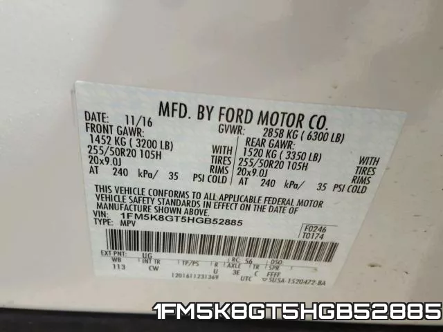 1FM5K8GT5HGB52885 фото 2