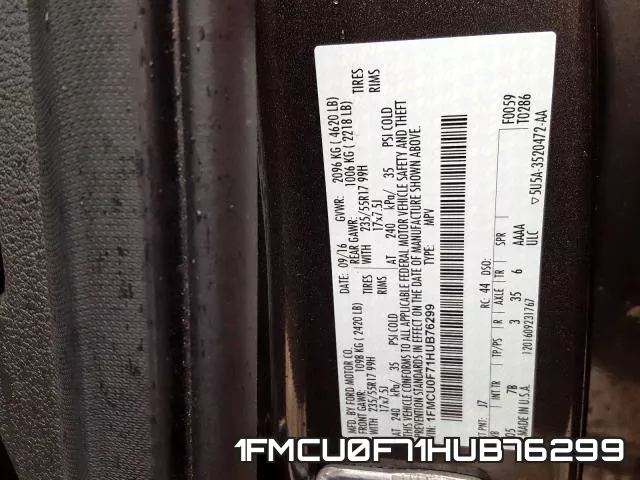 1FMCU0F71HUB76299 фото 2