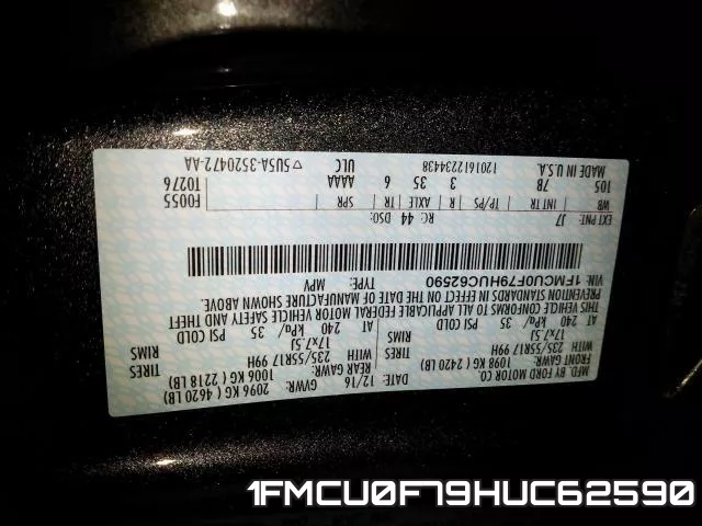 1FMCU0F79HUC62590 фото 2