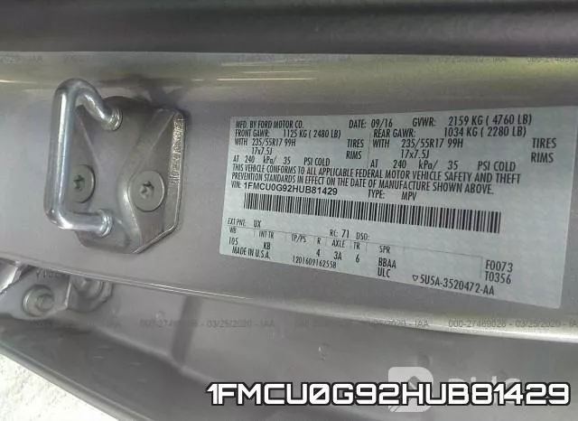1FMCU0G92HUB81429 фото 10