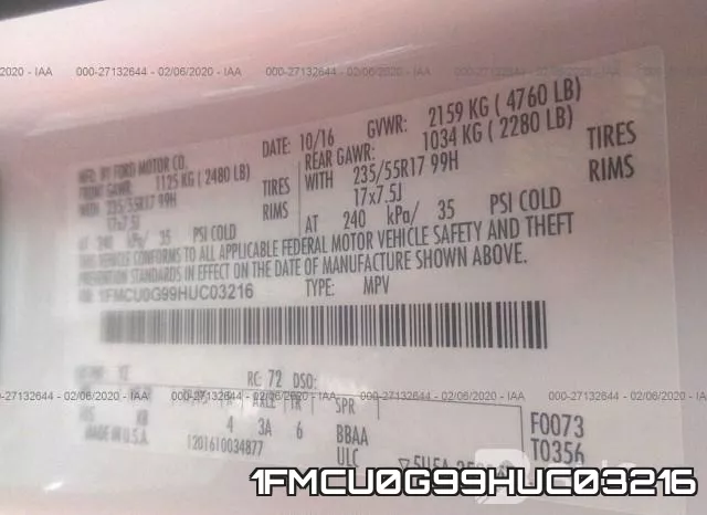1FMCU0G99HUC03216 фото 10