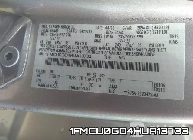 1FMCU0GD4HUA13733 фото 10