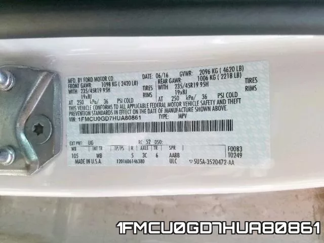 1FMCU0GD7HUA80861 фото 2