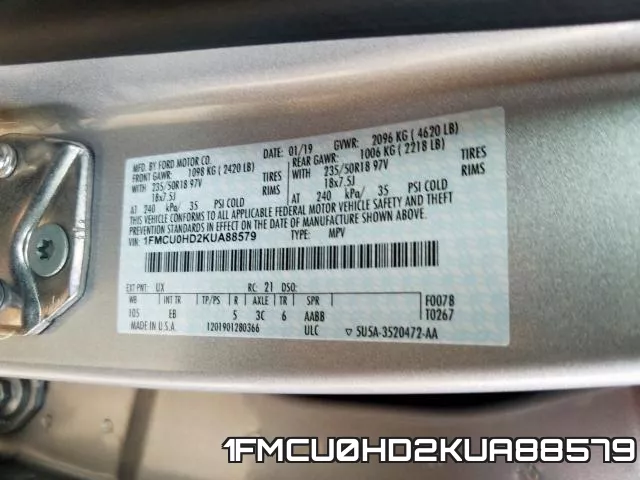 1FMCU0HD2KUA88579 фото 2