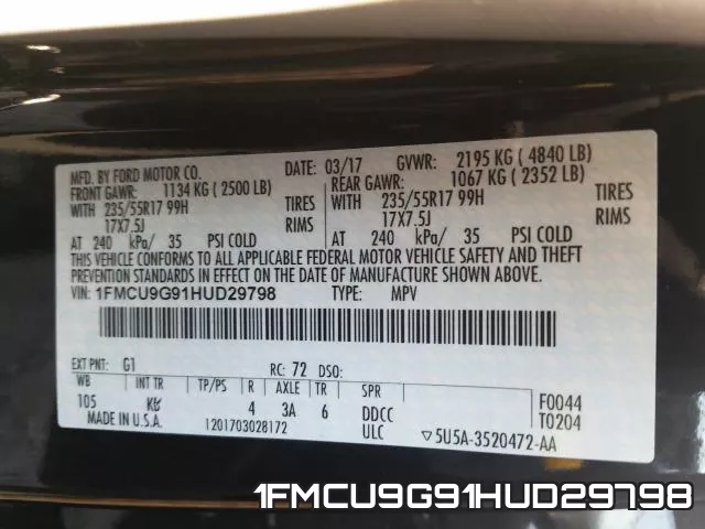 1FMCU9G91HUD29798 фото 2