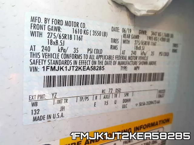 1FMJK1JT2KEA58285 фото 2