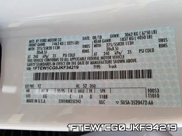 1FTEW1CG0JKF34219 фото 2