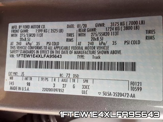 1FTEW1E4XLFA95643 фото 2