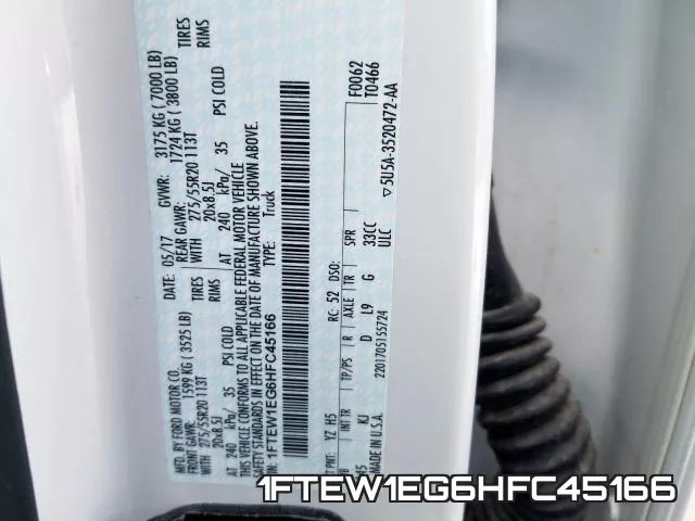 1FTEW1EG6HFC45166 фото 2