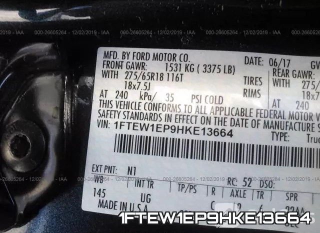 1FTEW1EP9HKE13664 фото 10