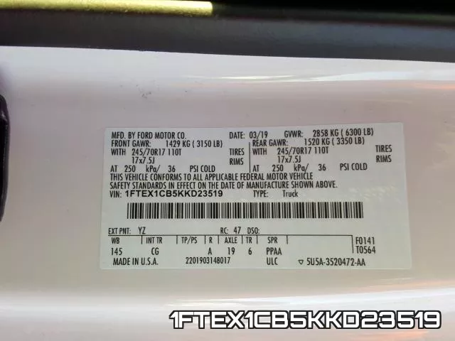 1FTEX1CB5KKD23519 фото 2