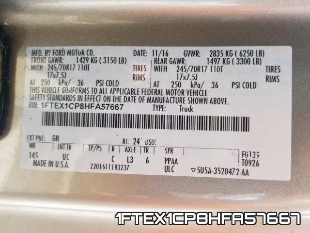 1FTEX1CP8HFA57667 фото 2