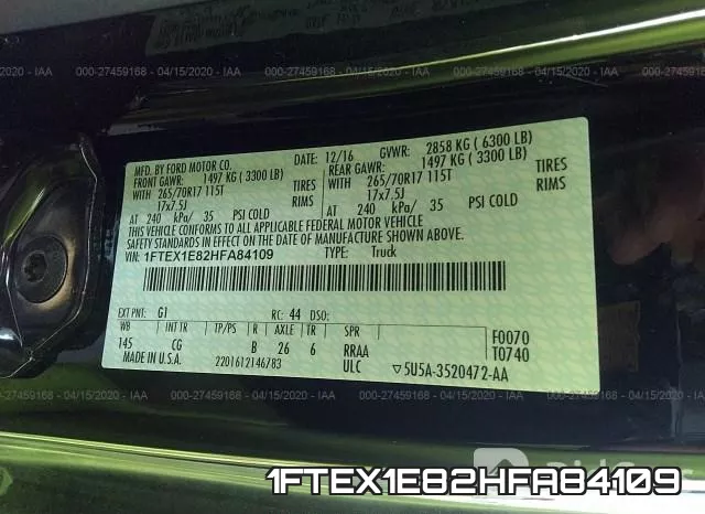 1FTEX1E82HFA84109 фото 10