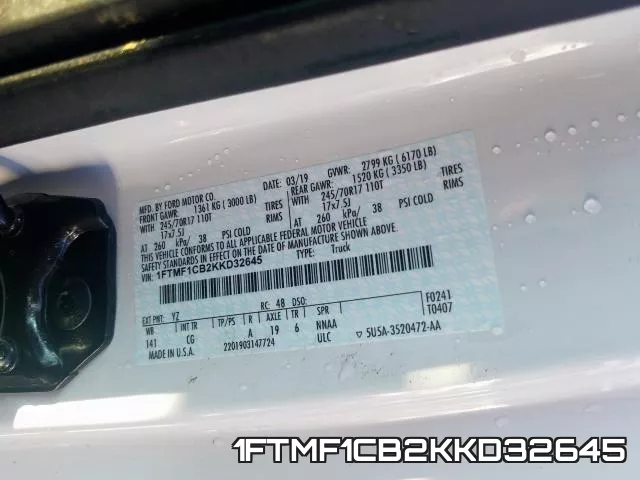 1FTMF1CB2KKD32645 фото 2