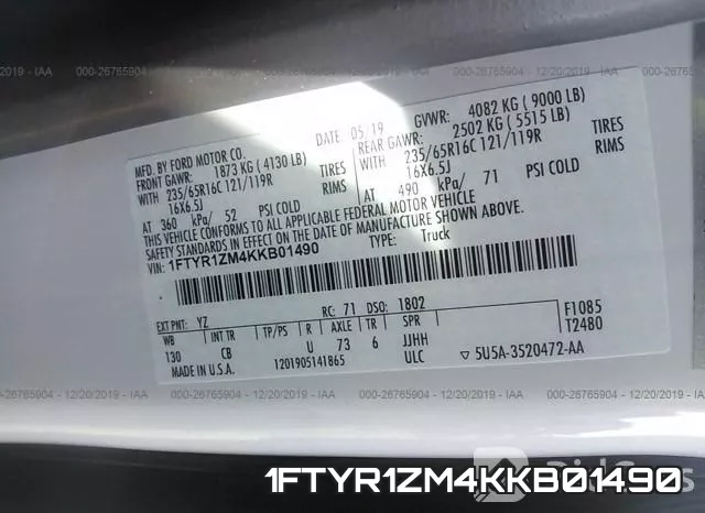 1FTYR1ZM4KKB01490 фото 10