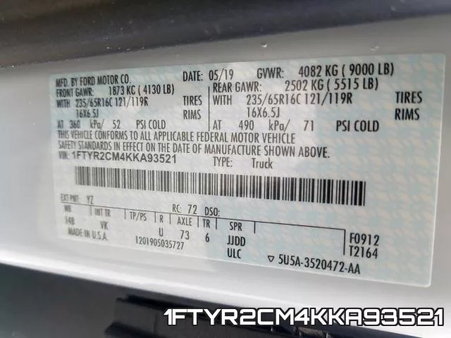 1FTYR2CM4KKA93521 фото 2