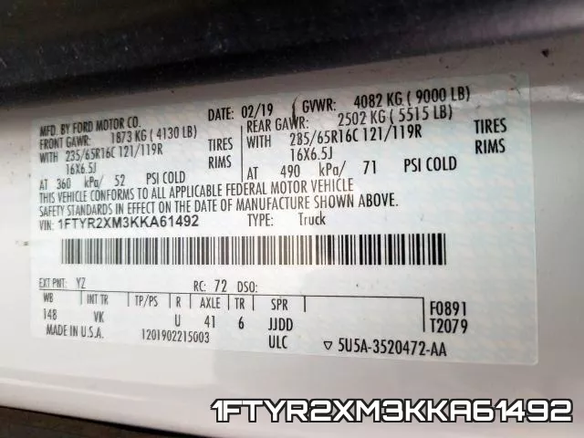 1FTYR2XM3KKA61492 фото 2