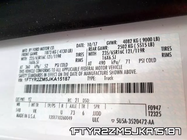 1FTYR2ZM5JKA15187 фото 2