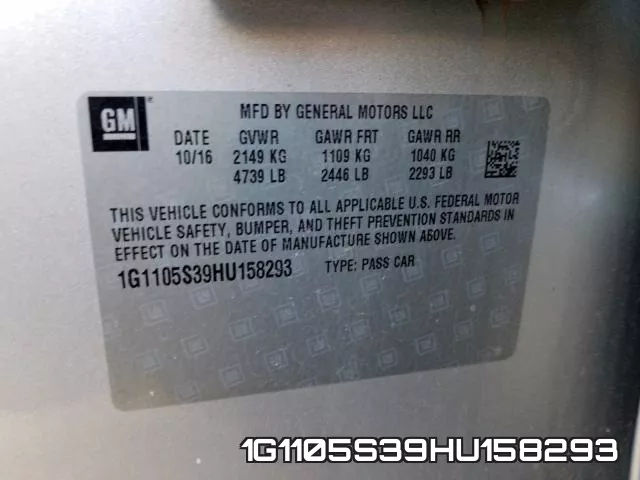 1G1105S39HU158293 фото 2