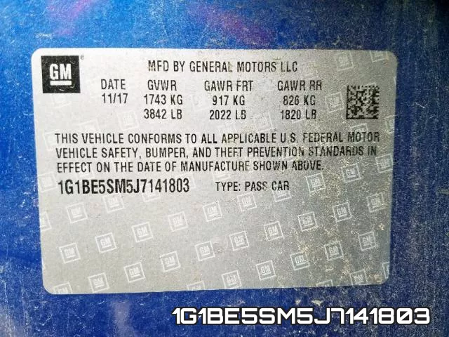 1G1BE5SM5J7141803 фото 2