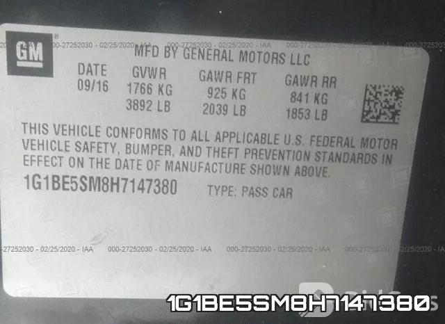 1G1BE5SM8H7147380 фото 10