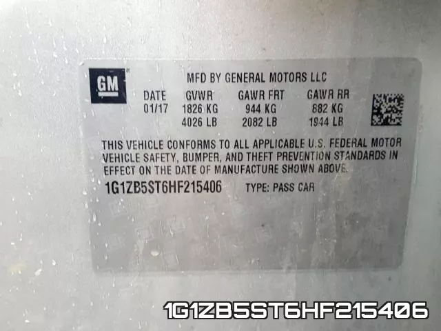 1G1ZB5ST6HF215406 фото 2