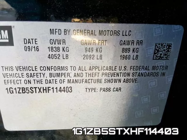 1G1ZB5STXHF114403 фото 2