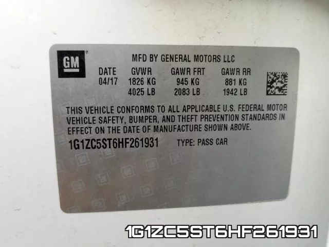 1G1ZC5ST6HF261931 фото 2